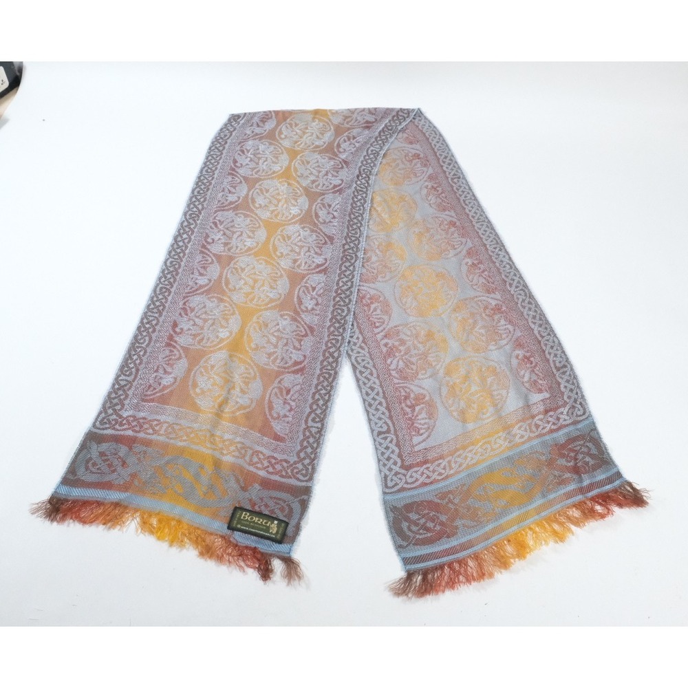 Boru Scarf Womens OS Multicolor Celtic Knot Medallion Acrylic Fringed Wrap Scarf
